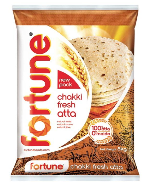  Fortune Chakki Fresh Atta, 5 kg, 100% Atta 0% Maida