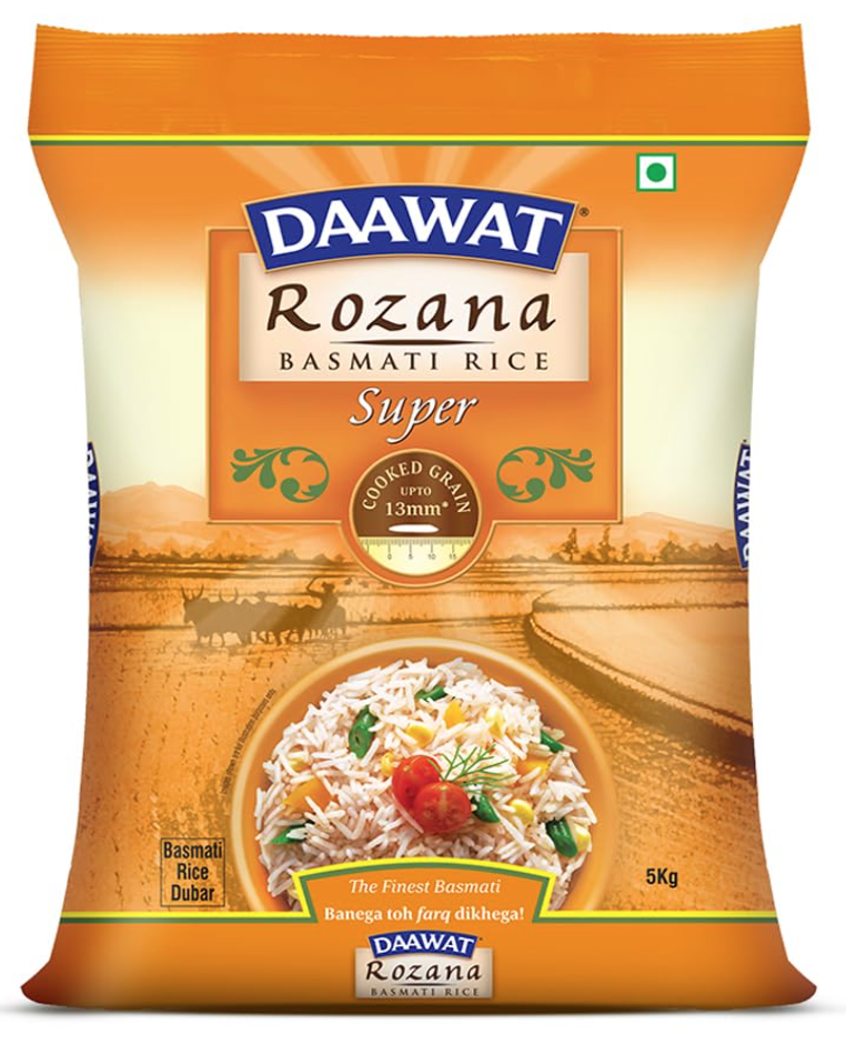 Daawat Rozana Super Basmati Rice 5Kg| For Everyday Consumption| Cooked Grain Upt