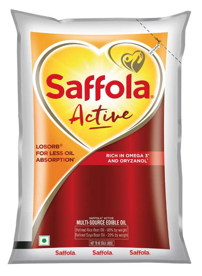 Saffola Active Refined Oil|Blend of Rice Bran Oil & Soyabean Oil|Cooking Oil|Pro