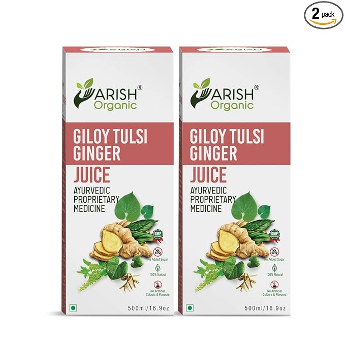 ARISH ORGANIC GILOY TULSI GINGER JUICE 500 ML PACK OF 2