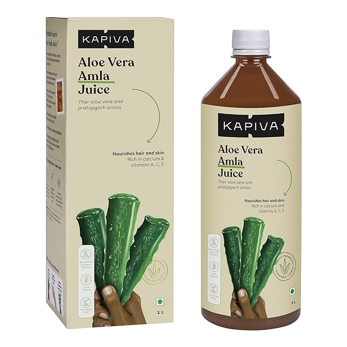 Kapiva Aloe Vera + Amla Juice | Cold-pressed Juice for Glowing Skin | Helps with