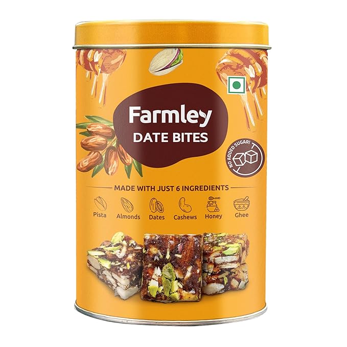 Farmley Date Bites I 180 gram I Dates Barfi Made with Dates, Pista, Cashews, Alm