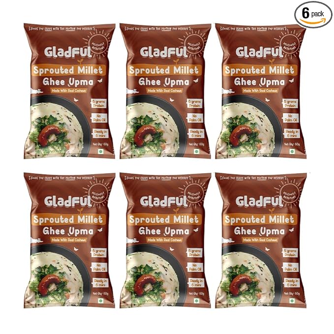 Gladful Sprouted Millet Instant Ghee Upma Mix - No Palm Oil, Trans Fat & Maida -