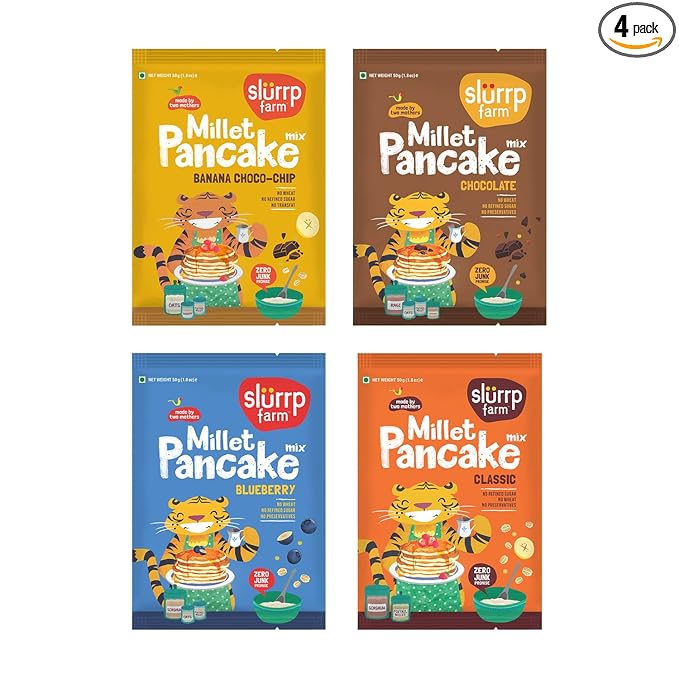 Slurrp Farm No Maida Pancake Trial Pack Combo | Instant Breakfast Mix made with 