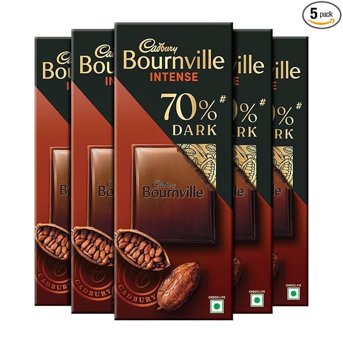 Cadbury Bournville Rich Cocoa 70% Dark Chocolate Bar, 80 gram (pack of 5)