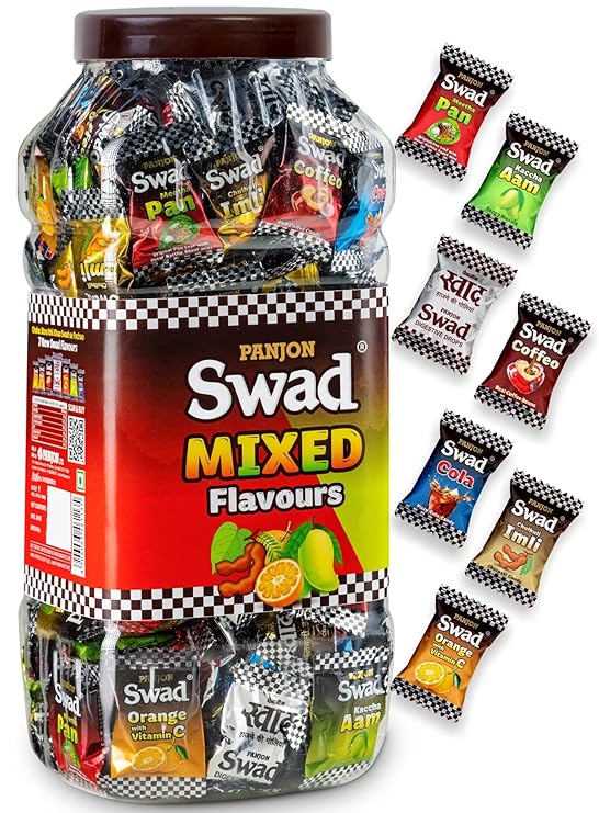 Swad Mixed Chocolate Candy Jar | Meetha Pan, Imli, Coffee,Kacha Aam, Orange