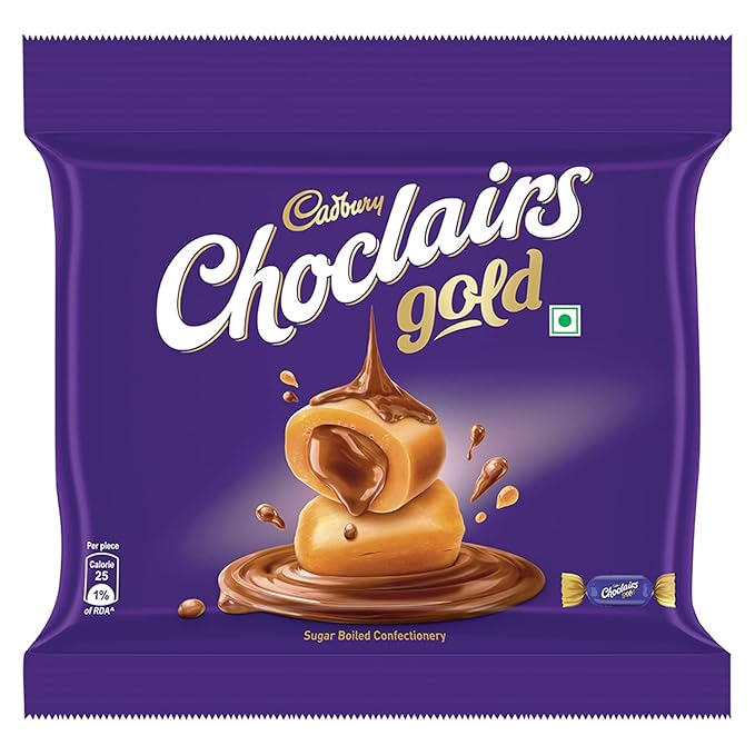 Cadbury Choclairs Chocolate Gold Candy, 137 G|25 Pieces - 5.5 Gram Each