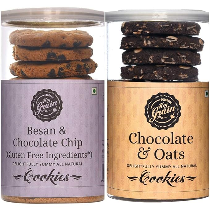 Hey Grain Cookies Home Combo-1(Chocolate And Oats Cookies Besan & Chocolate Chip