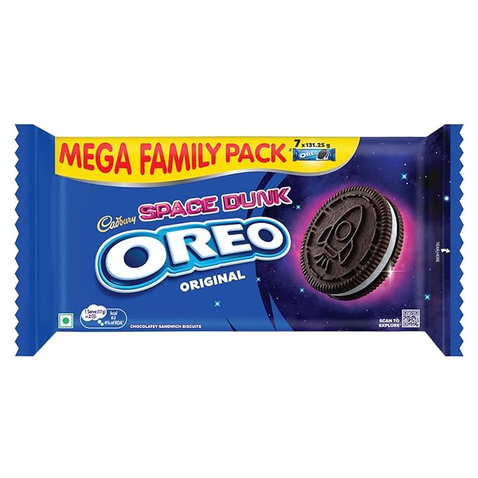 Oreo Cadbury Oreo Vanilla Flavour Creme Sandwich Biscuit, 918.75 Gram Mega Famil