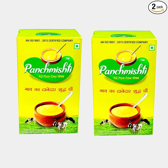 PANCHMISHTI A2 Pure Ghee - 2 Litre Tetra Pack | 100% Desi Cow Ghee | Curd Churni