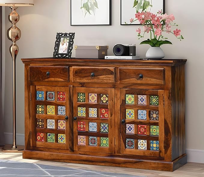 SONA ART & CRAFTS Solid Sheesham Wood Sideboard Tv Cabinet for Living Room |