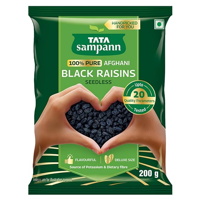 Tata Sampann 100% Pure Afghani Black Raisins Seedless | Kali Kishmish | Kali Dra