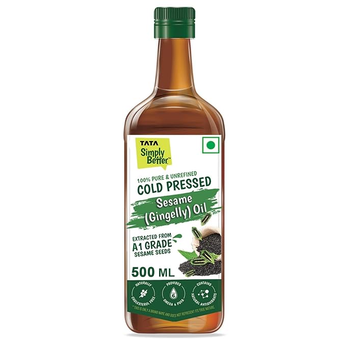 Tata Simply Better Pure and Unrefined Cold Pressed Sesame (Gingelly) Oil, Kolhu/