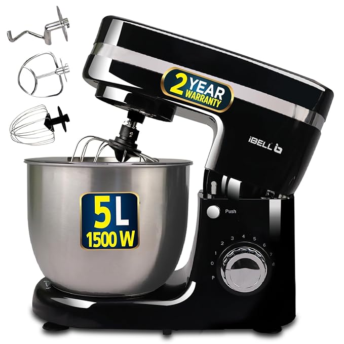 iBELL 4500MPRO Stand Mixer with Tilt-up Head, 1500Watt, 8 Speed Control, 100% 