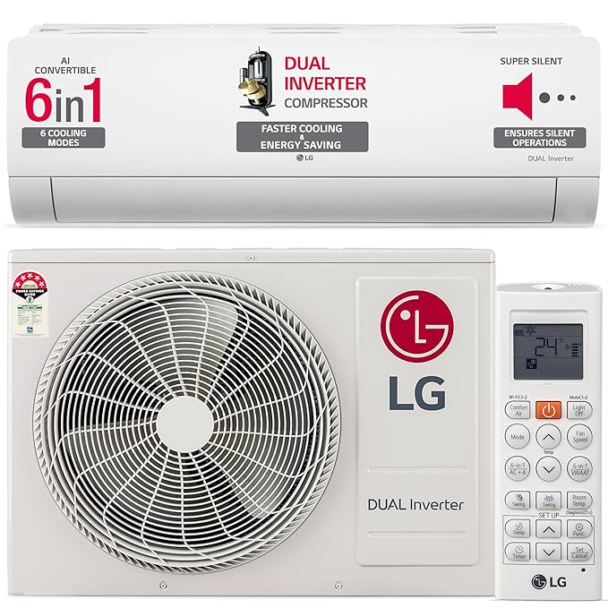 LG 1.5 Ton 5 Star DUAL Inverter Split AC (Copper, AI Convertible 6-in-1 Cooling