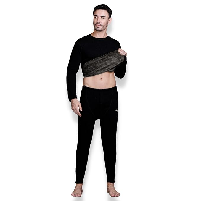 TFAOOSHIN | Mens | Thermal Set (Top and Bottom) | Fur Inside | Round Neck | Full