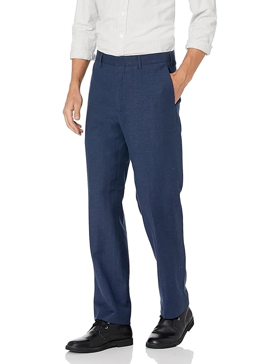 Cubavera Men's Easy Care Linen Blend Flat Front Pant