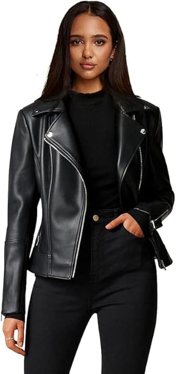 Leather Jacket For Women Biker Black