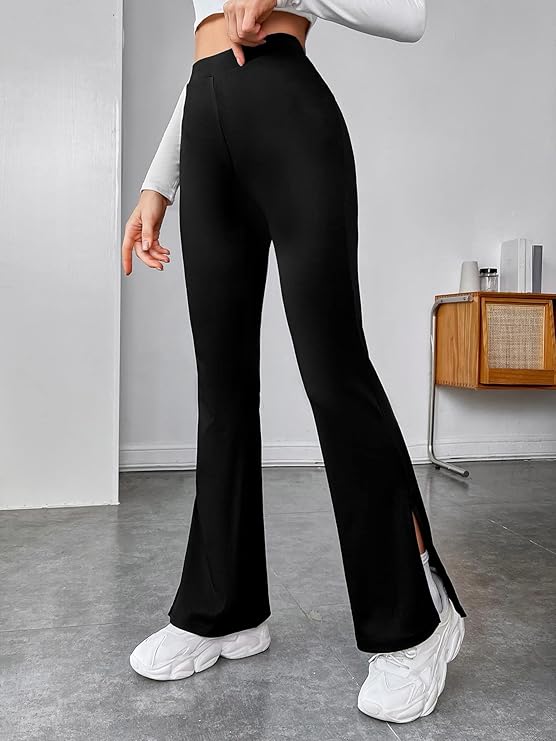 DIGITAL SHOPEE Women's & Girls' Solid Side Split Hem Flare Leg Bell Bottom Pants