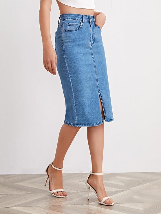 GRECIILOOKS Western Denim Long | Pencil Skirt for Women