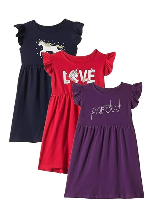 T2F Girls Knee-Length Casual Dress(Pack of 3)