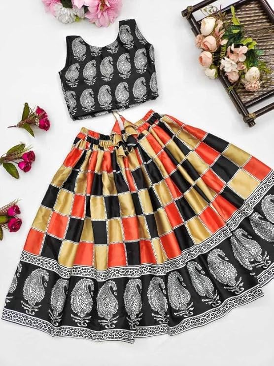 Shree Fashion Fab Ethnic Cotton Printed Lehenga Choli Garba Dress For Baby Girls