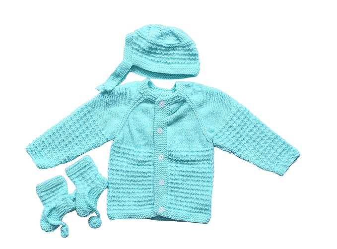 The Baby First Box Newborn Baby Handknitted Full Sleeves Woolen Sweater Set