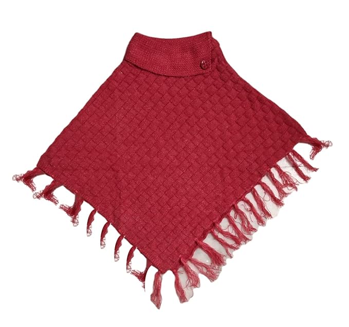 NAT Fancy Poncho for Girls (1 Piece, Red, 4 to 6 year)