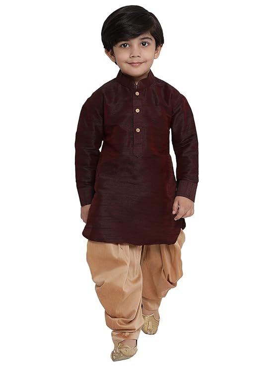 JBN Creation Boys Cotton Silk Blend Kurta and Dhoti Set - Elegance for Festivals