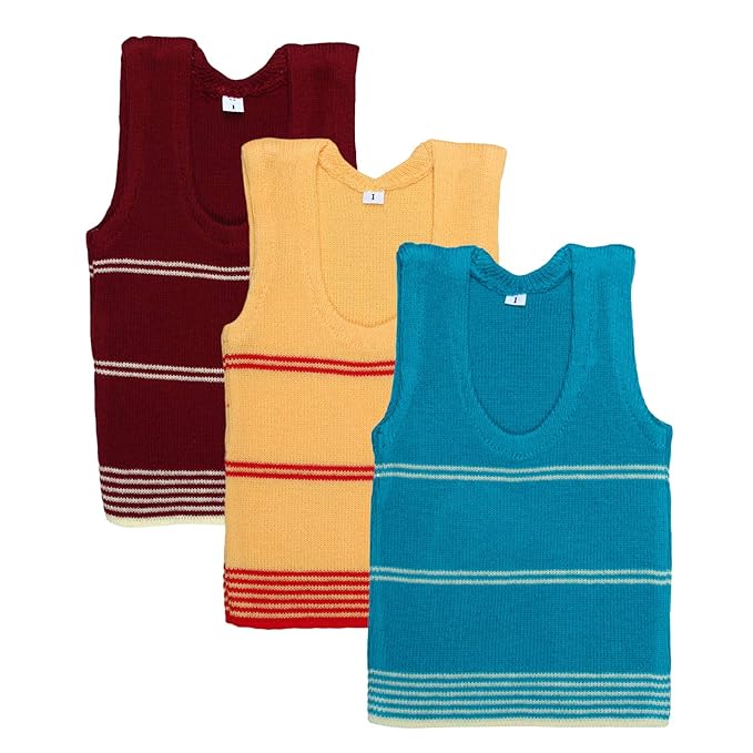 superminis Baby Girl's and Boy's Regular Fit Woollen Vest (Pack of 3)