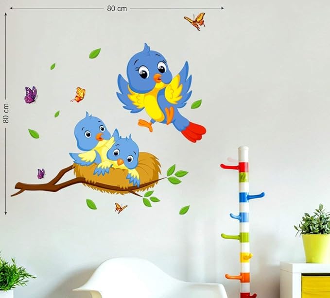 Decals Design 'Happy Birds Family' Wall Decal (PVC Vinyl, 60 cm x 45 cm x 60 cm,