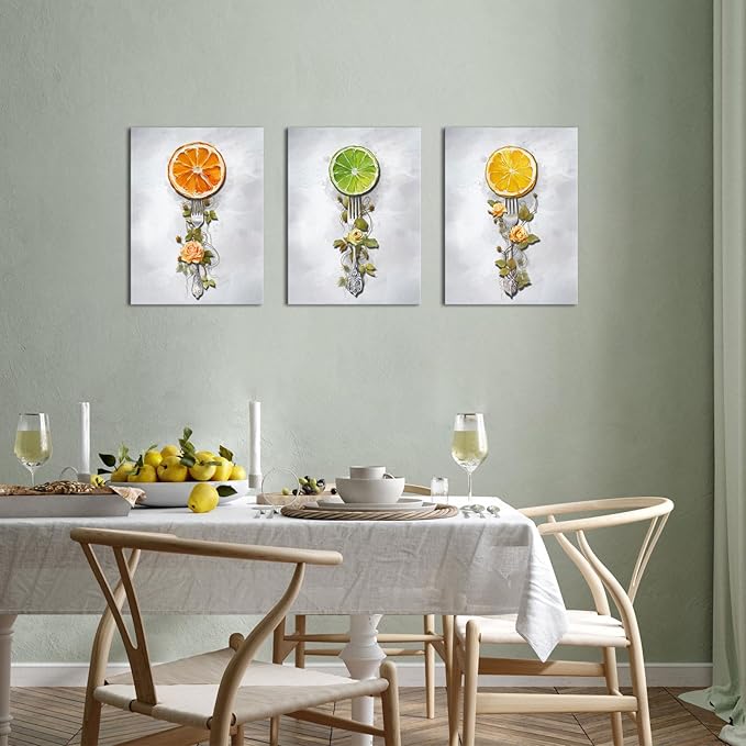 Visual Art Decor Dining Room Wall Art Orange Lemon Fruit Painting Dining Room 