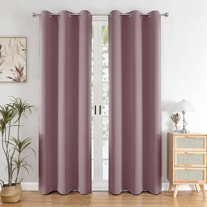 HOMEMONDE Blackout Door Opaque Curtains 7 Feet Long Solid 75% Room Darkening Dec