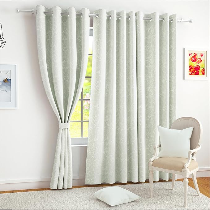 Story@Home Azurio Room Darkening Door Curtain 7 Feet Long Set of 2 Branches Prin