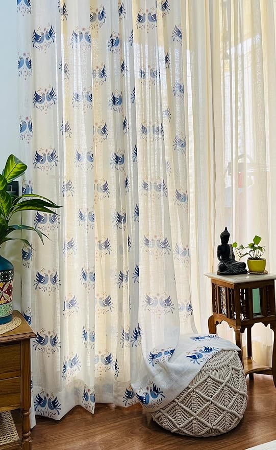 RANGBHAR Linen Textured Sheer Curtains with Eyelets, Light Filtering Curtains 7 