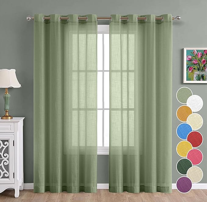 THE LINEN COMPANY Cotton Linen Solid Door Curtain with Steel Eyelet Rings- 4.5 