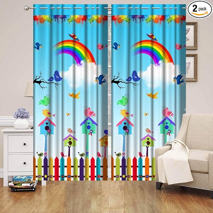 KitchDeco Kids Digital Cartoon Print Polyester Window, Door & Long Door Curtains