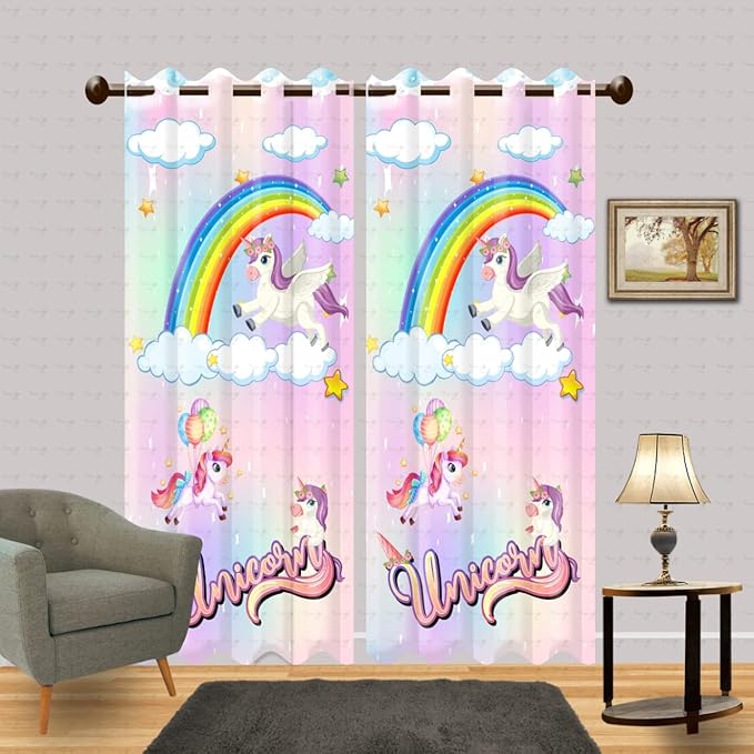 Harbell Home Polyester 3D Digital Beautiful Cartoon Printed Kids Room Semi Sheer