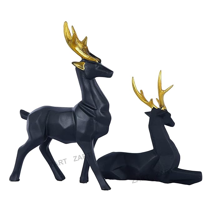 zart Deer Home Decor showpiece (Black) Resin, 6 