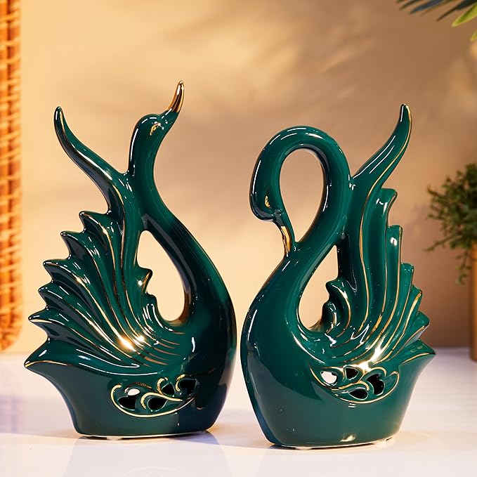 amazon basics Modern Elite Swan Pair Ceramic Art Figurine | Beautiful Home Déco