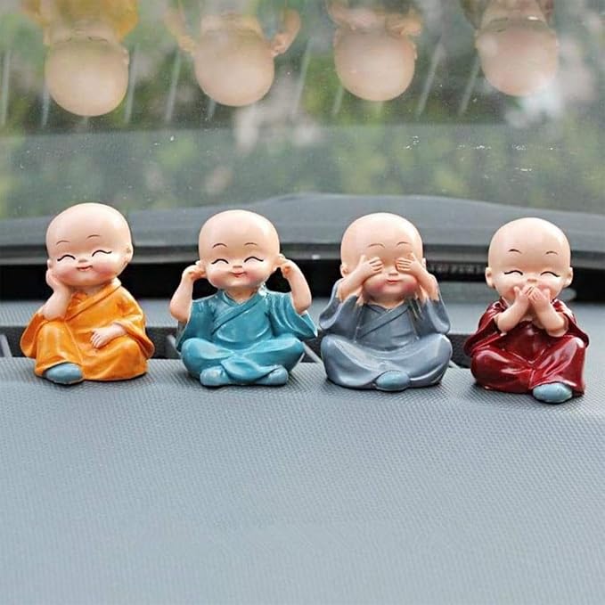 NIVEDITA Polyresin Buddha Idol Decorative Showpiece Little Baby Monk Buddha Set 