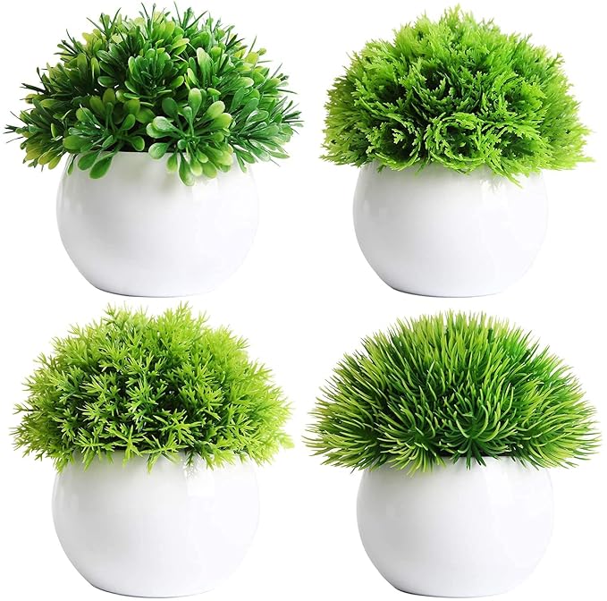 Dekorly Greenery Artificial Mini Bonsai Plants Artificial Plants Potted Fake Bon