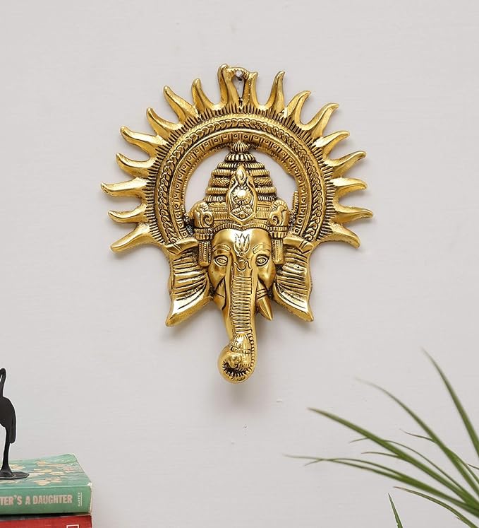 KridayKraft Metal Ganesha ji Statue,Ganpati Wall Hanging Sculpture Lord Ganesh 