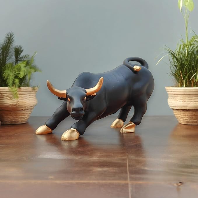 SkyKey Geometric Stock Market Bull Resin Figurine Perfect Decor for Home and Off