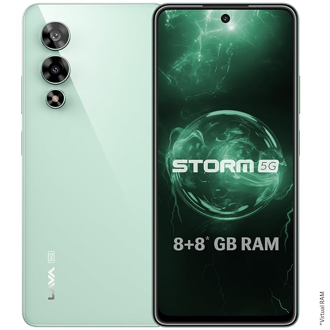 Lava Storm 5G(Gale Green,8GB RAM,128GB ROM)-Powered by MediaTek Dimensity 6080 