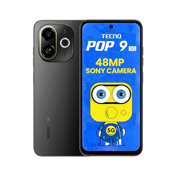 TECNO POP 9 5G Midnight Shadow, 4GB+128GB| Segment's 1st 48MP Sony AI Camera