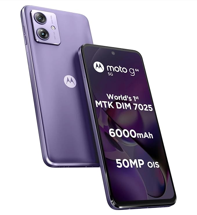 Motorola G64 5G (Ice Lilac, 8GB RAM, 128GB Storage) | Expandable Upto 2TB | Upto