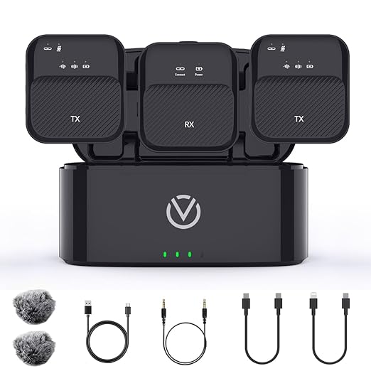 VOOK Wireless Mic for Camera/iPhone/Android/PC/Laptop - Noise Cancellation Laval