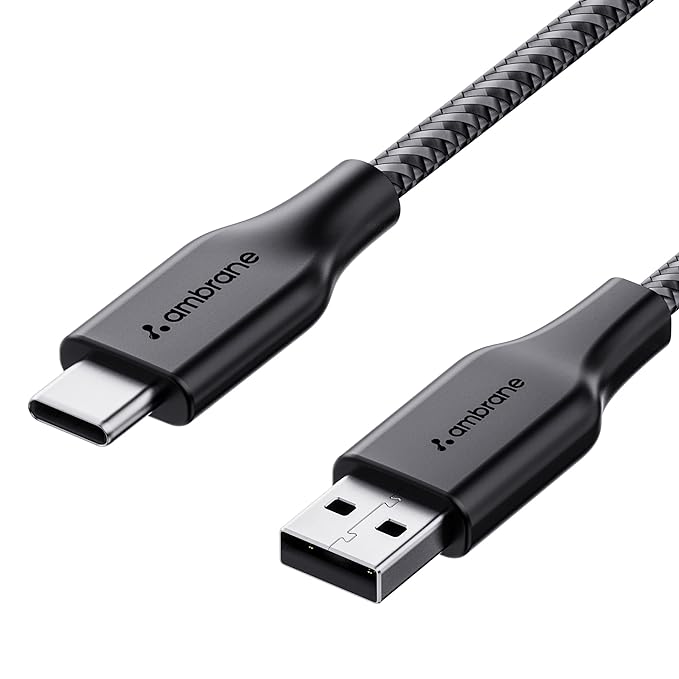 Ambrane Unbreakable 3A Fast Charging 1.5m Braided Type C Cable for Smartphones, 