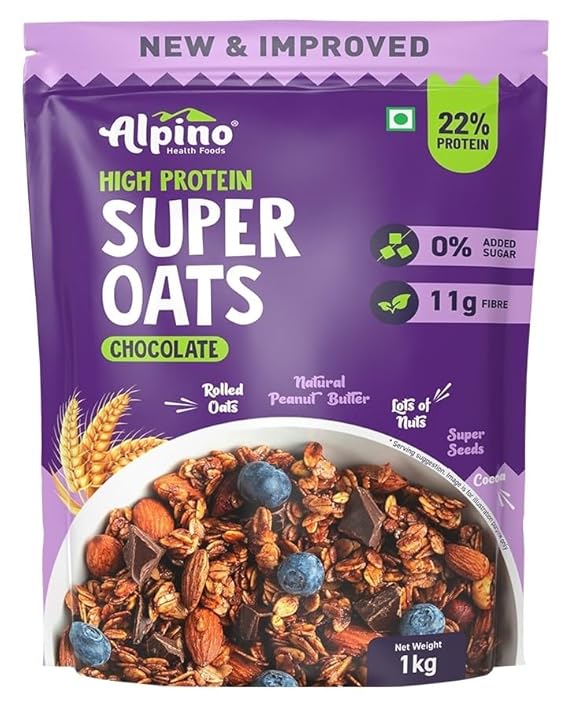 ALPINO High Protein Super Rolled Oats Chocolate 1kg - Rolled Oats, Natural Peanu